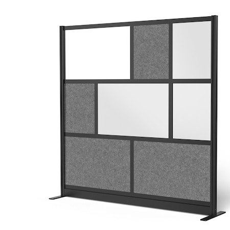 Modular Wall Room Divider System - Black Frame - 70in. X 70in. Starter Wall With Whiteboard